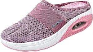 Women's Mule Shoes Air-Cushion Slip-On Walking Shoes Summer Backless Walking Sneakers Mesh Arch-Support Orthopedic Diabetic Shoe Casual Lightweight Breathable Slippers Closed Toe Slides