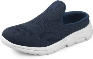 Women'S Mules & Clogs Slip On Flats Sandals Walking Comfortable Casual Winter Tennis Work Slippers Travel Mesh Knit Elderly Fashion Hands Free Breathable Soft Nurse Cushioning Teacher Blue Size 9