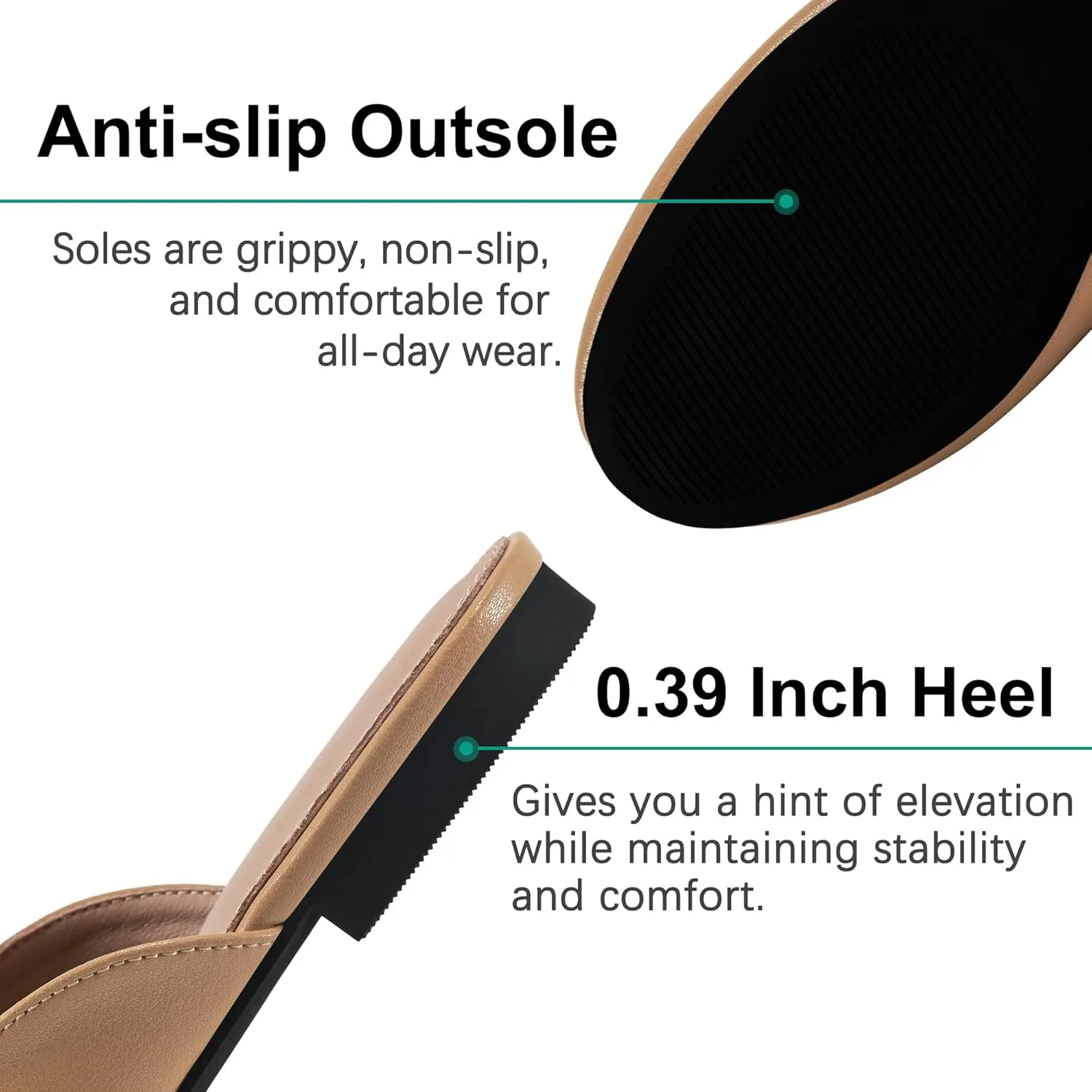 Womens Mules Work Shoes: Comfortable Dress Slip On Flats for Indoor Outdoor Walking
