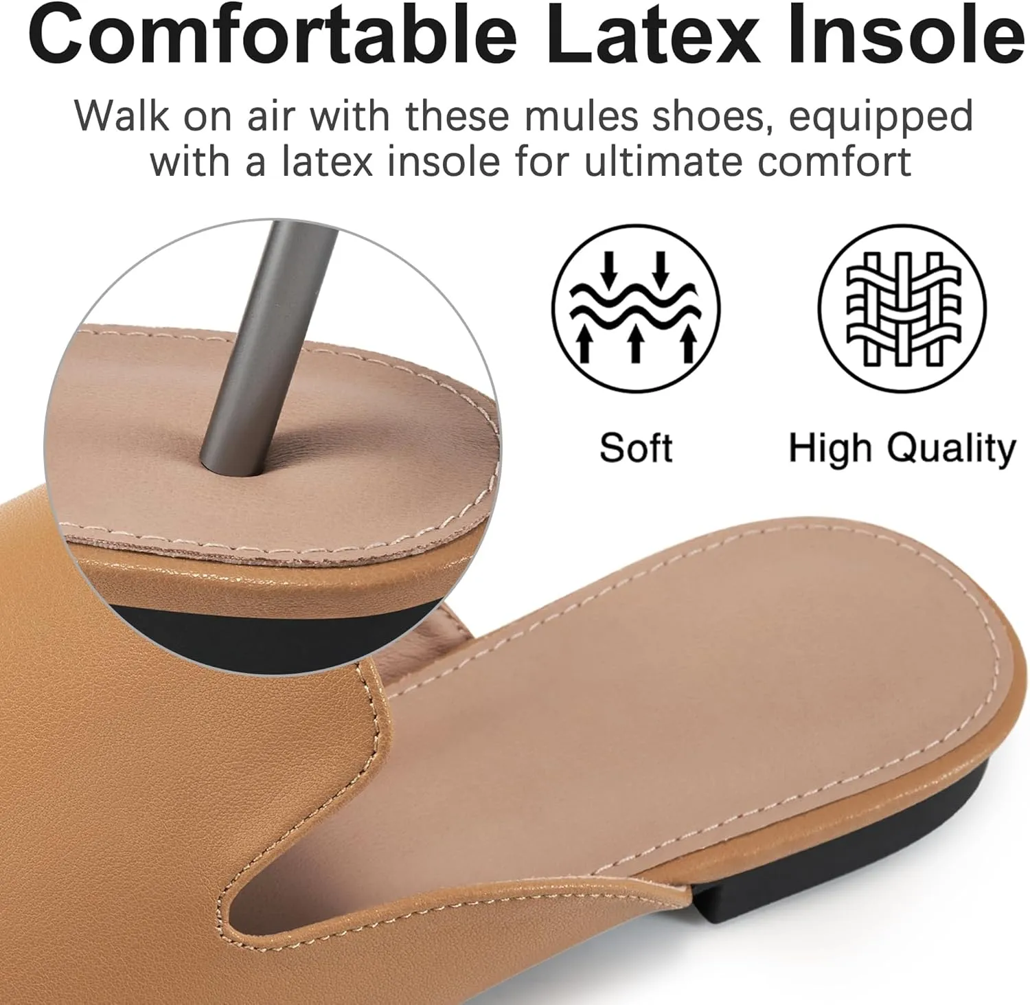 Womens Mules Work Shoes: Comfortable Dress Slip On Flats for Indoor Outdoor Walking