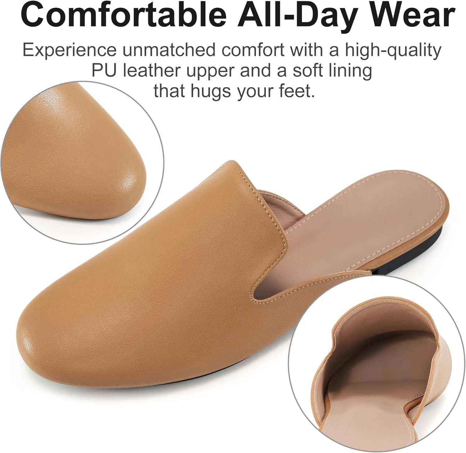 Womens Mules Work Shoes: Comfortable Dress Slip On Flats for Indoor Outdoor Walking