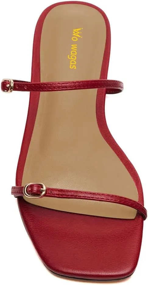 Women's Open Square Toe Flats Mules Slippers Dual Straps Slip On Slide Sandals Comfort Indoor Dress Shoes Size 4-16 US