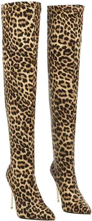 Womens Over The Knee Boots Stretch Thigh High Stiletto Heels Pointy Toe Boots
