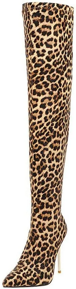 Womens Over The Knee Boots Stretch Thigh High Stiletto Heels Pointy Toe Boots