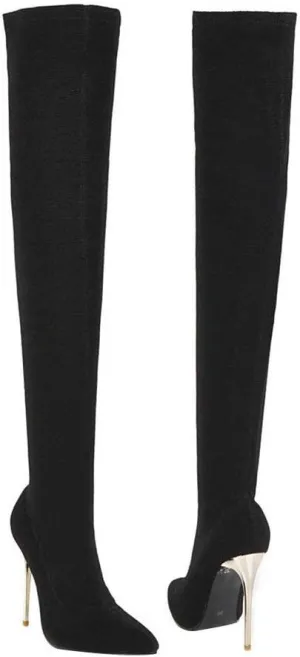 Womens Over The Knee Boots Stretch Thigh High Stiletto Heels Pointy Toe Boots