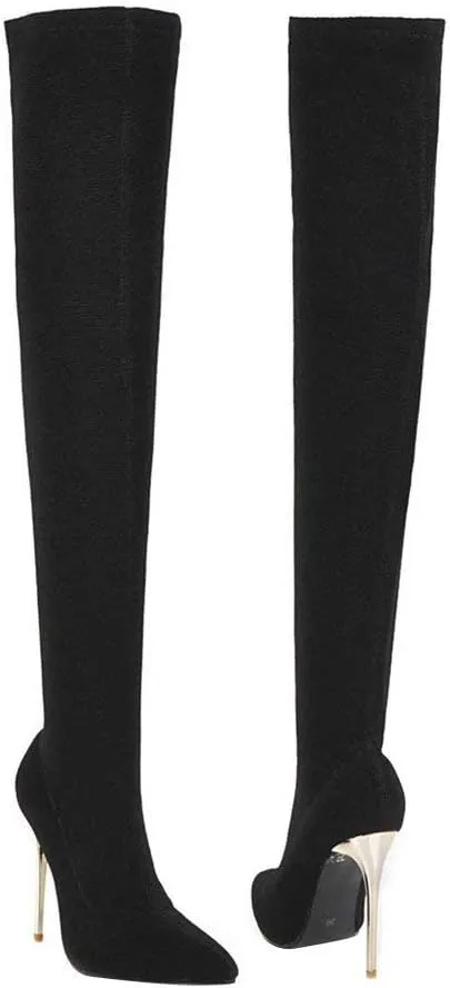 Womens Over The Knee Boots Stretch Thigh High Stiletto Heels Pointy Toe Boots