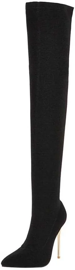 Womens Over The Knee Boots Stretch Thigh High Stiletto Heels Pointy Toe Boots