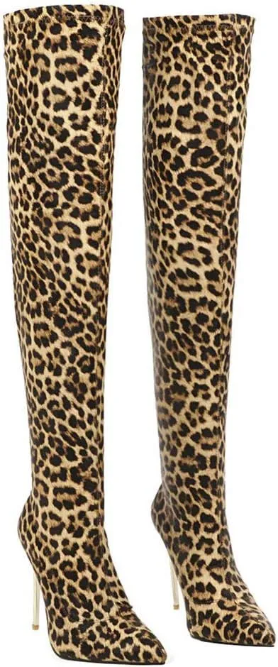 Womens Over The Knee Boots Stretch Thigh High Stiletto Heels Pointy Toe Boots