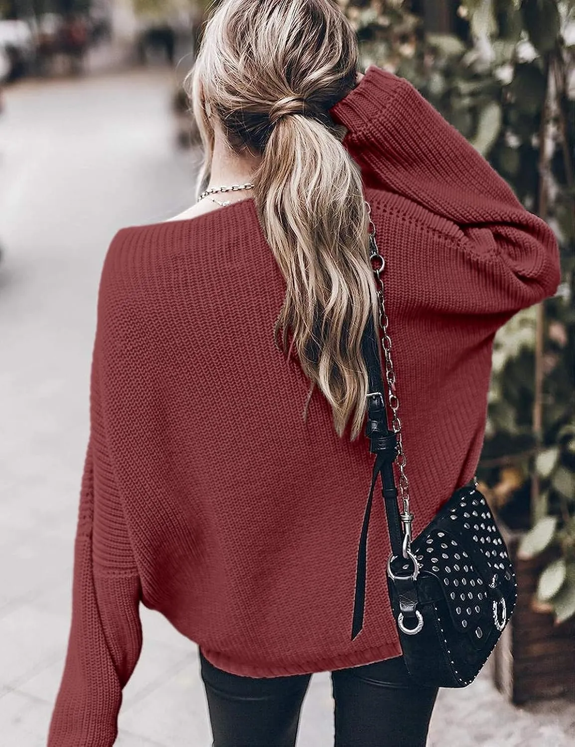 Womens Oversized Sweaters Loose Solid Casual Long Sleeve Mock Neck Knitted Jumper Tops