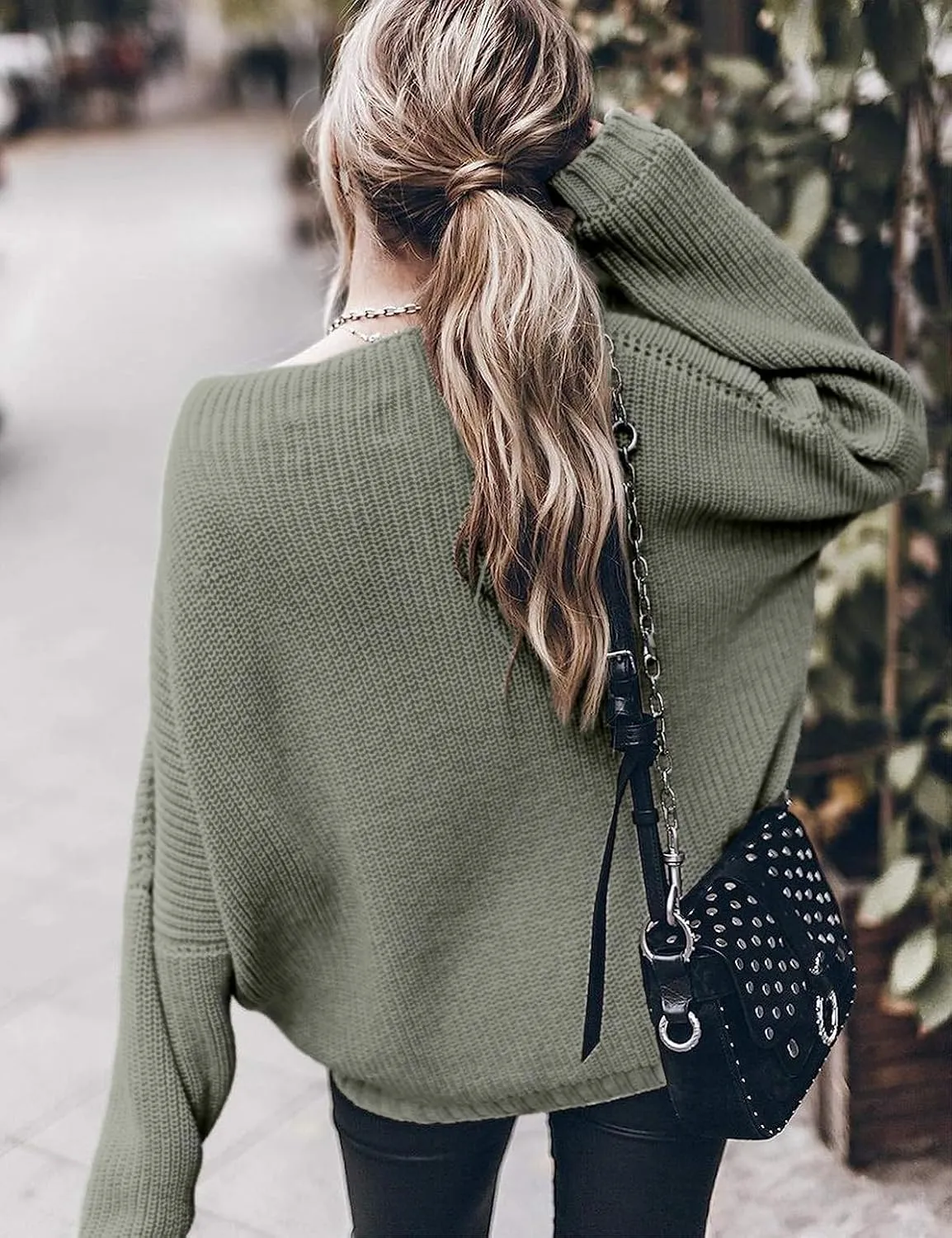 Womens Oversized Sweaters Loose Solid Casual Long Sleeve Mock Neck Knitted Jumper Tops