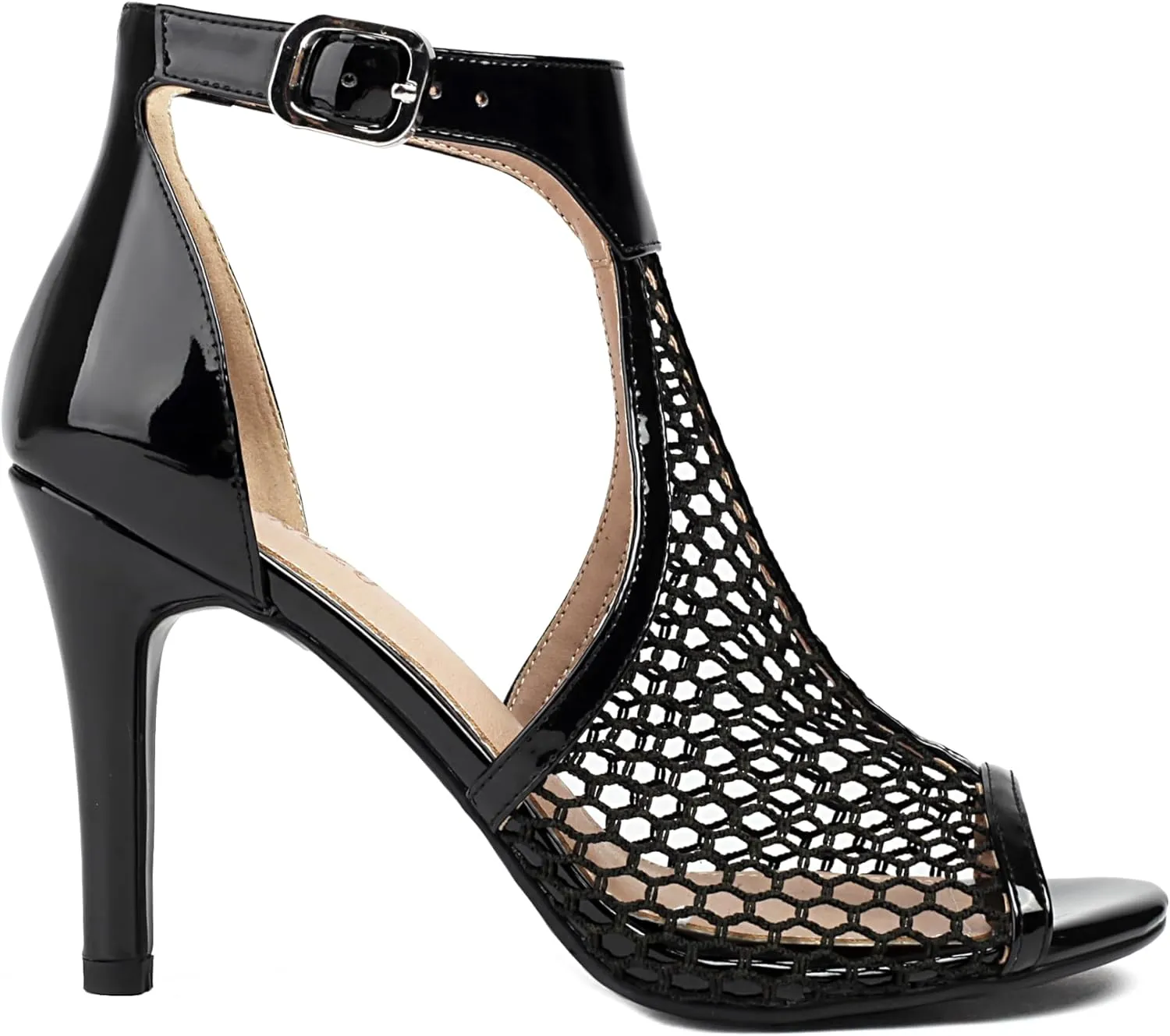 Women's Peep Toe High Heels 4 Inch Stiletto Suede Summer Open Toe Booties Sandals Dress Party Side Cutout Shoes