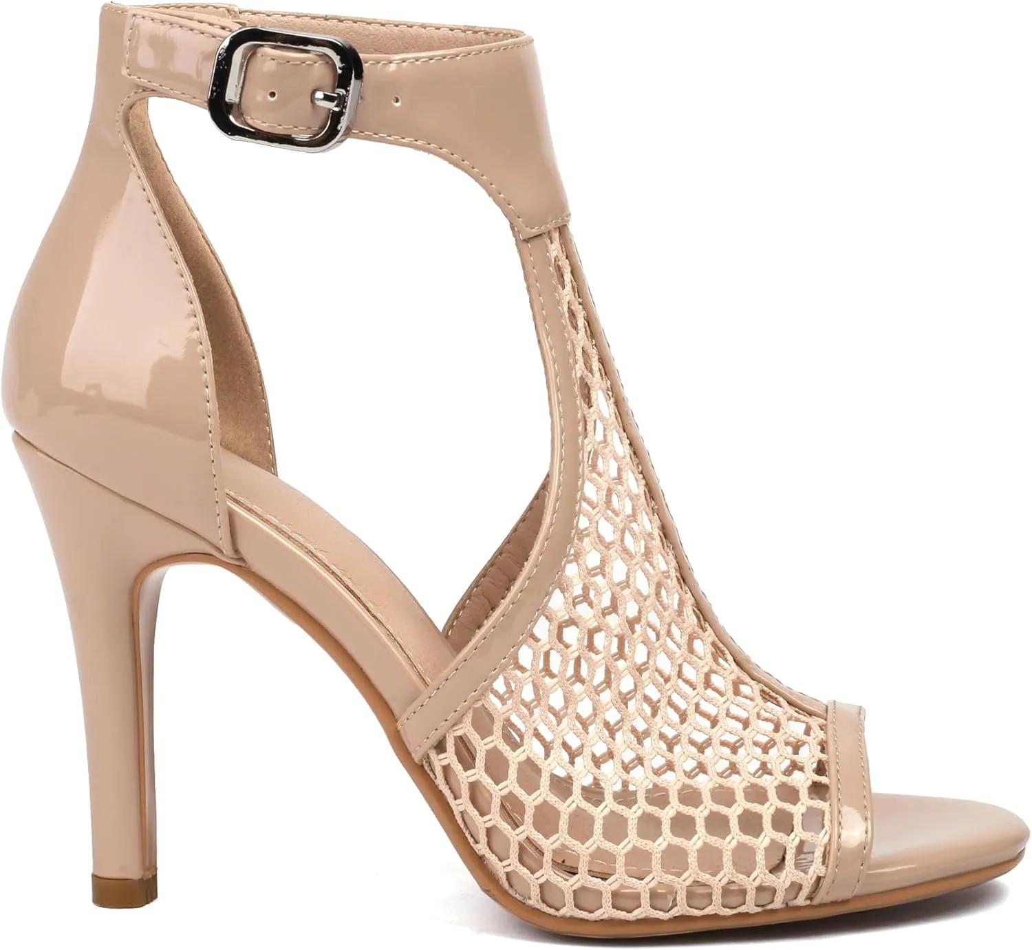 Women's Peep Toe High Heels 4 Inch Stiletto Suede Summer Open Toe Booties Sandals Dress Party Side Cutout Shoes