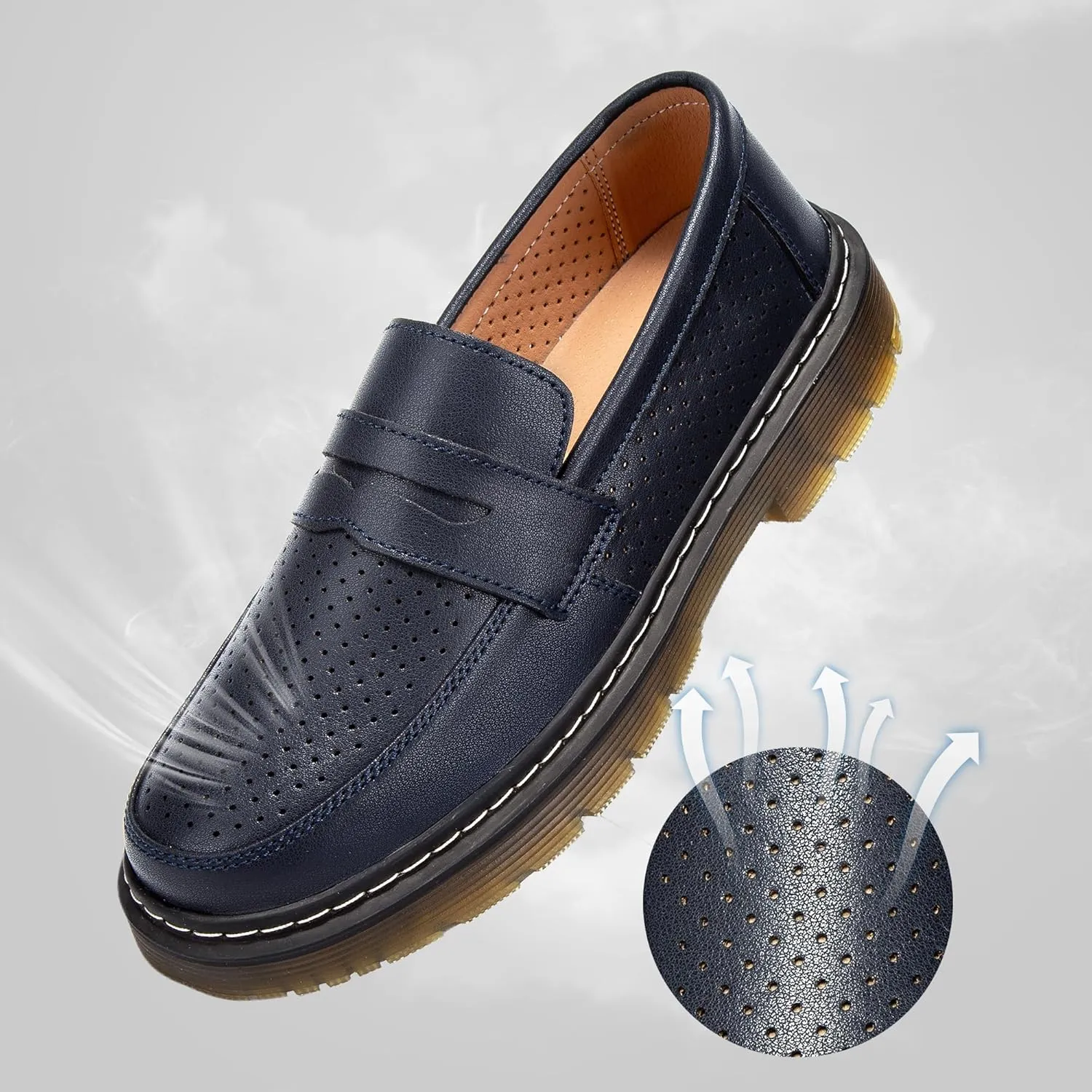 Women's Penny Loafers Breathable Perforated Loafers for Women