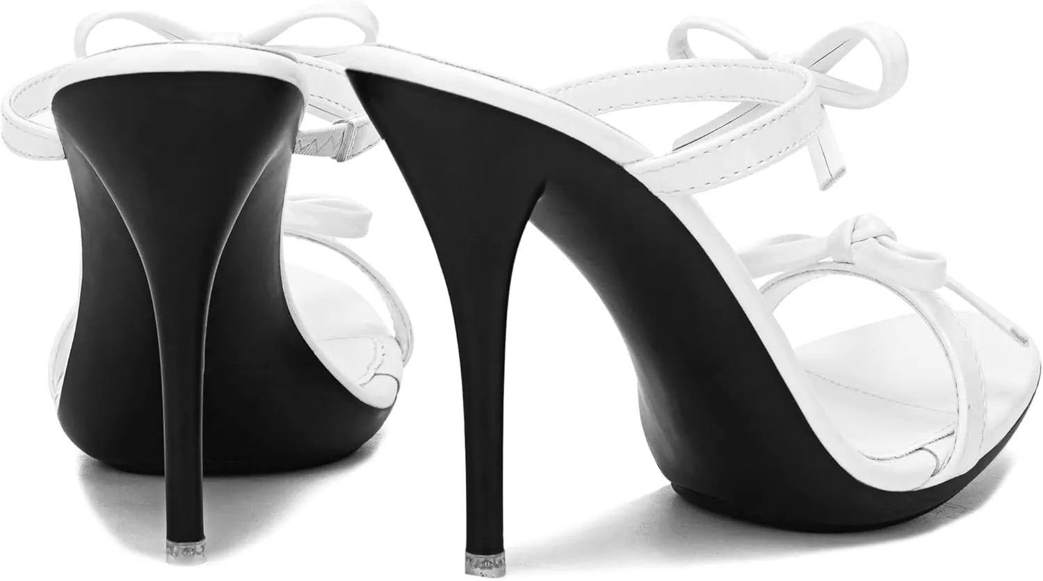Women's Platform Heeled Sandals Strappy Stilettos Mules Open Toe Slip On Fashion Sexy Dress Cute Bowknot Backless High Heel Slides Heels Slippers