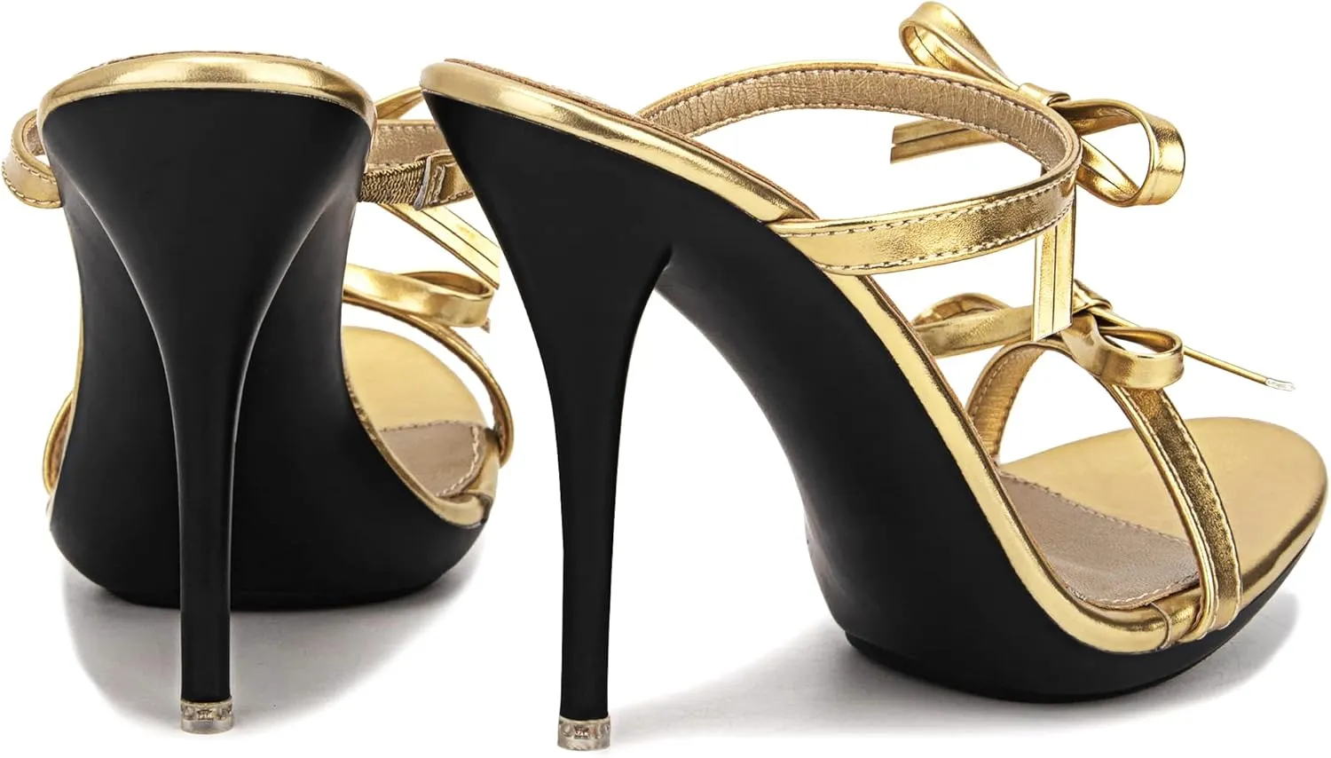 Women's Platform Heeled Sandals Strappy Stilettos Mules Open Toe Slip On Fashion Sexy Dress Cute Bowknot Backless High Heel Slides Heels Slippers