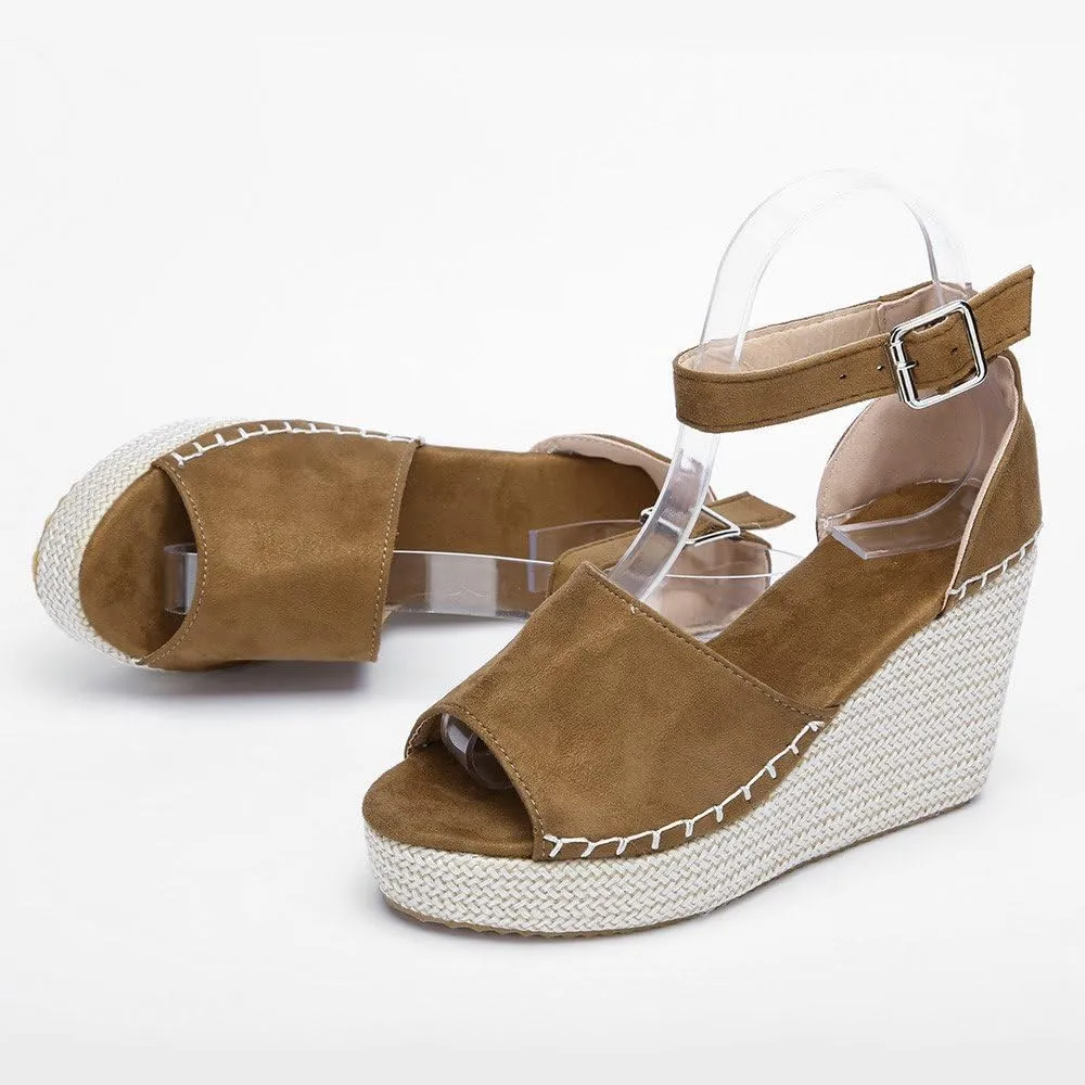 Womens Platform Sandals Orthopedic Slip On Wedge Sandals Dressy Casual Spring Summer Shoes for Women Strappy Ankle Strap Metal Buckle Ladies Slide Sandal