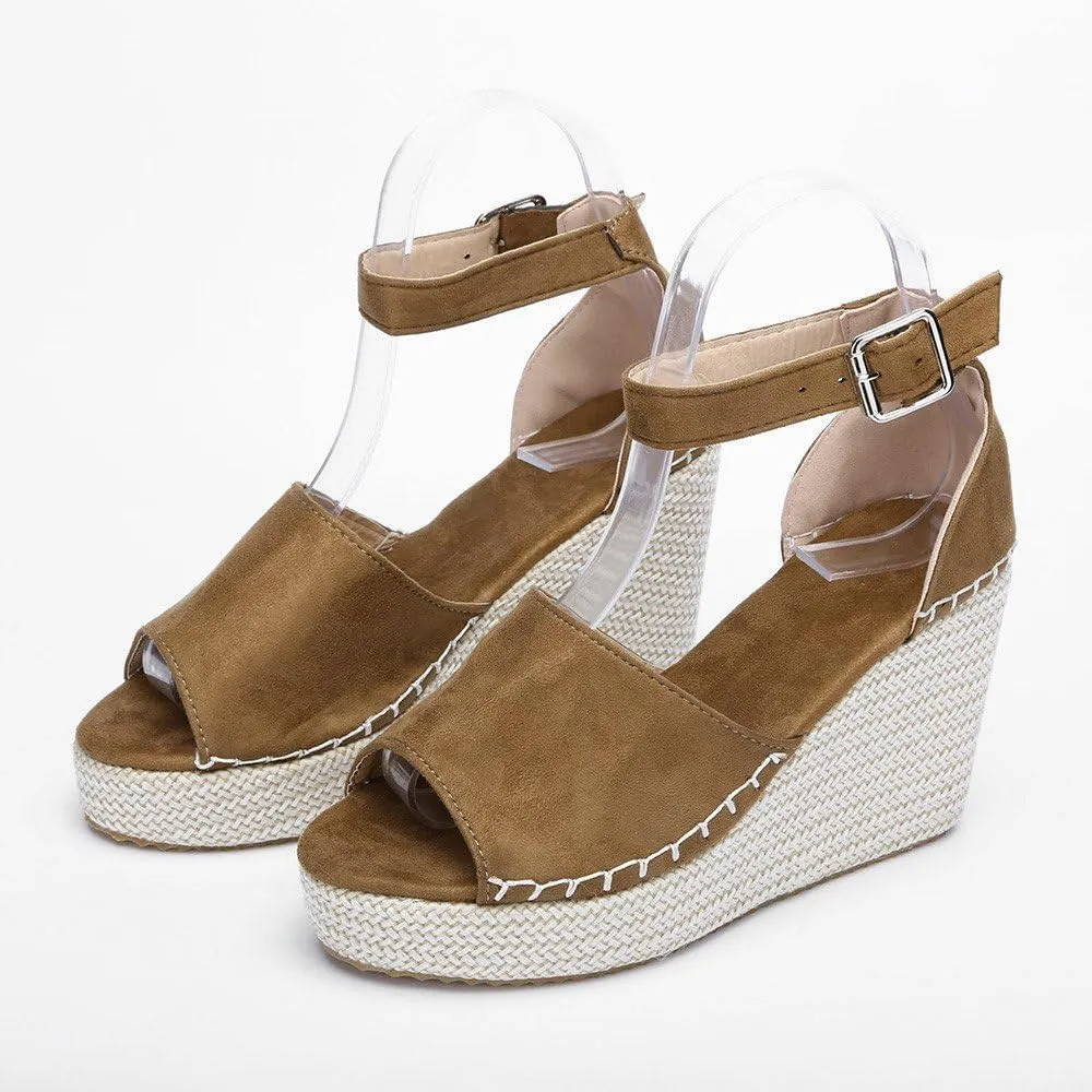 Womens Platform Sandals Orthopedic Slip On Wedge Sandals Dressy Casual Spring Summer Shoes for Women Strappy Ankle Strap Metal Buckle Ladies Slide Sandal