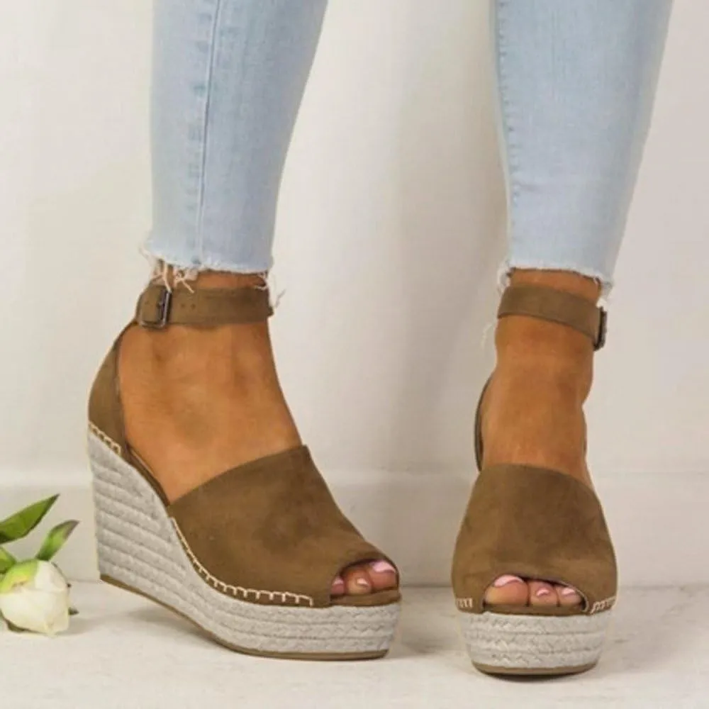 Womens Platform Sandals Orthopedic Slip On Wedge Sandals Dressy Casual Spring Summer Shoes for Women Strappy Ankle Strap Metal Buckle Ladies Slide Sandal