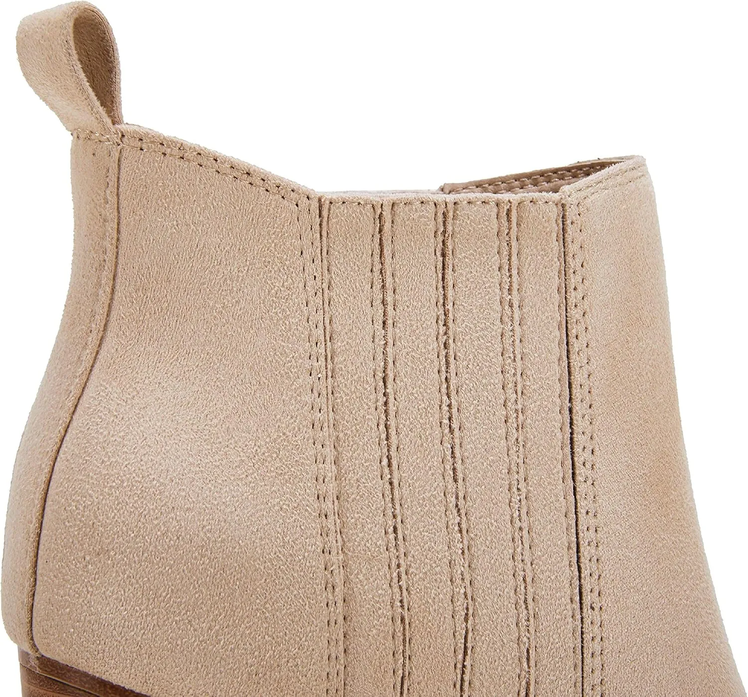 Womens Pointed Toe Slip on Ankle Booties Stacked Mid Block Heel Shoes Faux Leather Boots