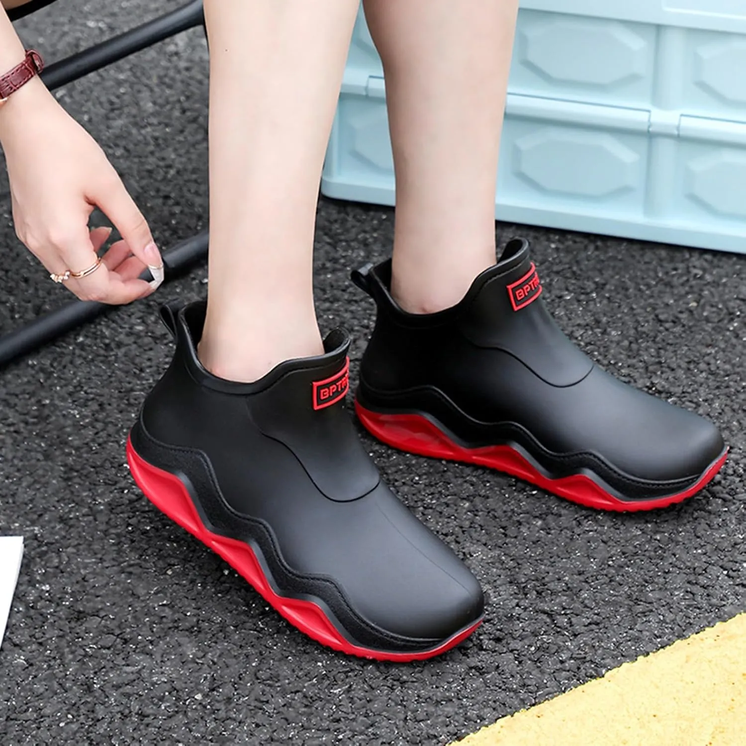 Womens Rain Boots Wide Width Mens Grounded Footwear Women's Black Booties Heels Barefoot Shoes Mens Rain Boots Slip On Non-Slip Rubber Waterproof Mens Boots Casual