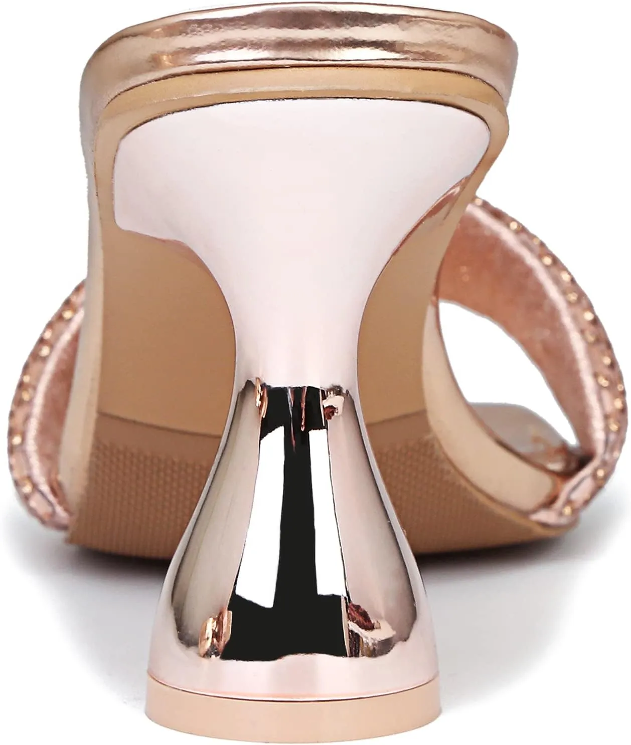 Women's Rhinestone Chunky Heel Mules Sandals Square Open Toe Slip On Kitten Heeled Backless Slides Slippers Fashion Wedges Pumps Dress Shoes Sexy