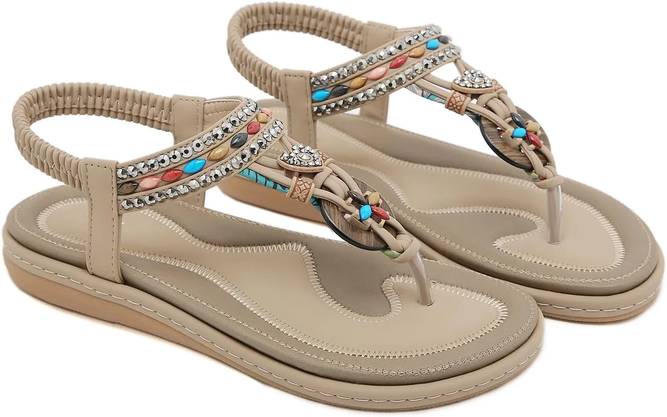 Womens Sandals Comfort Summer Shoes Bohemian Outdoor Beach Walking Flat Sandals