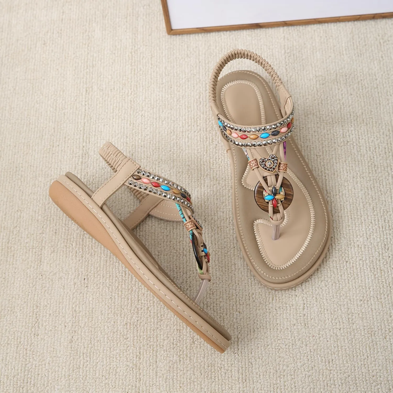 Womens Sandals Comfort Summer Shoes Bohemian Outdoor Beach Walking Flat Sandals