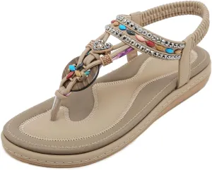 Womens Sandals Comfort Summer Shoes Bohemian Outdoor Beach Walking Flat Sandals