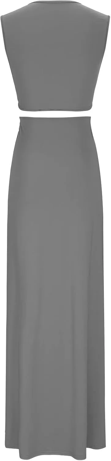 Womens Sexy Sleeveless Deep V-Neck Ruched Cut Off Bodycon Party Clubwear Dress Twist Front Dresses Beach Sundress