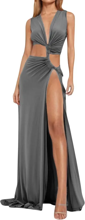Womens Sexy Sleeveless Deep V-Neck Ruched Cut Off Bodycon Party Clubwear Dress Twist Front Dresses Beach Sundress