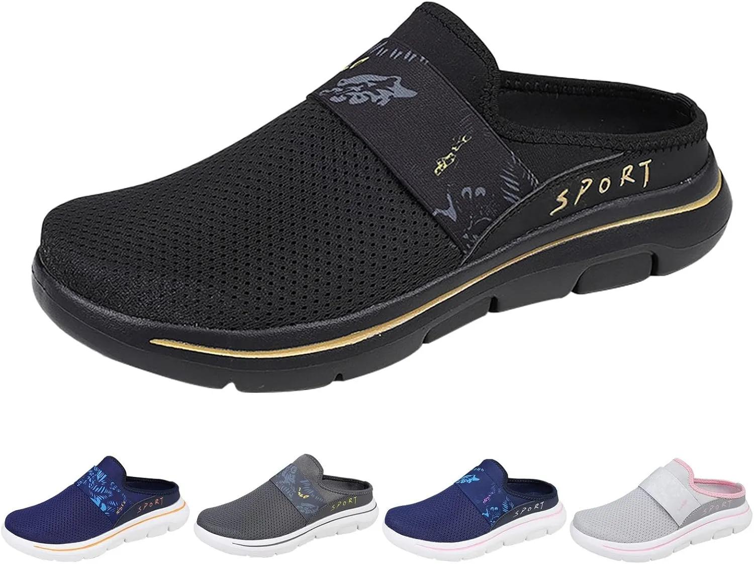 Women's Slip-on Mule Sneakers Lightweight Slip On Shoes Women Wide Width Men Casual Shoes Men's Fashion Sneakers Black Tennis Shoe Trainers Shoe