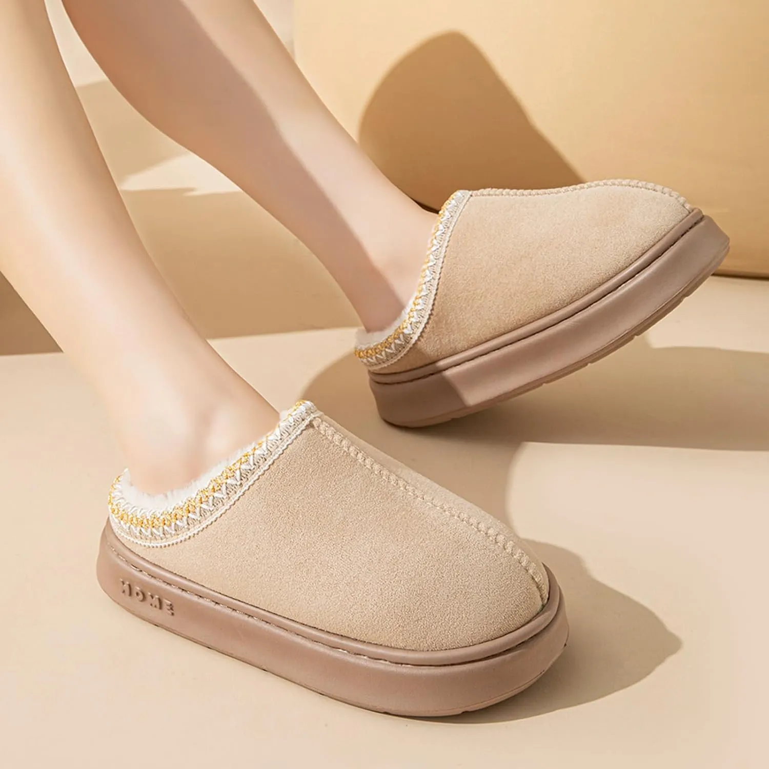 Women's Slippers Fluffy Winter House Shoes Platform Mini Boots Lined Short Ankle Boots Indoor Outdoor