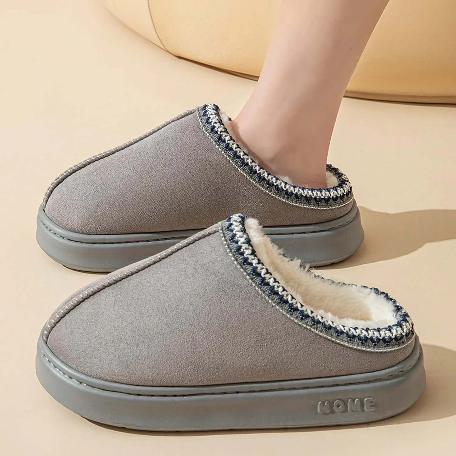 Women's Slippers Fluffy Winter House Shoes Platform Mini Boots Lined Short Ankle Boots Indoor Outdoor