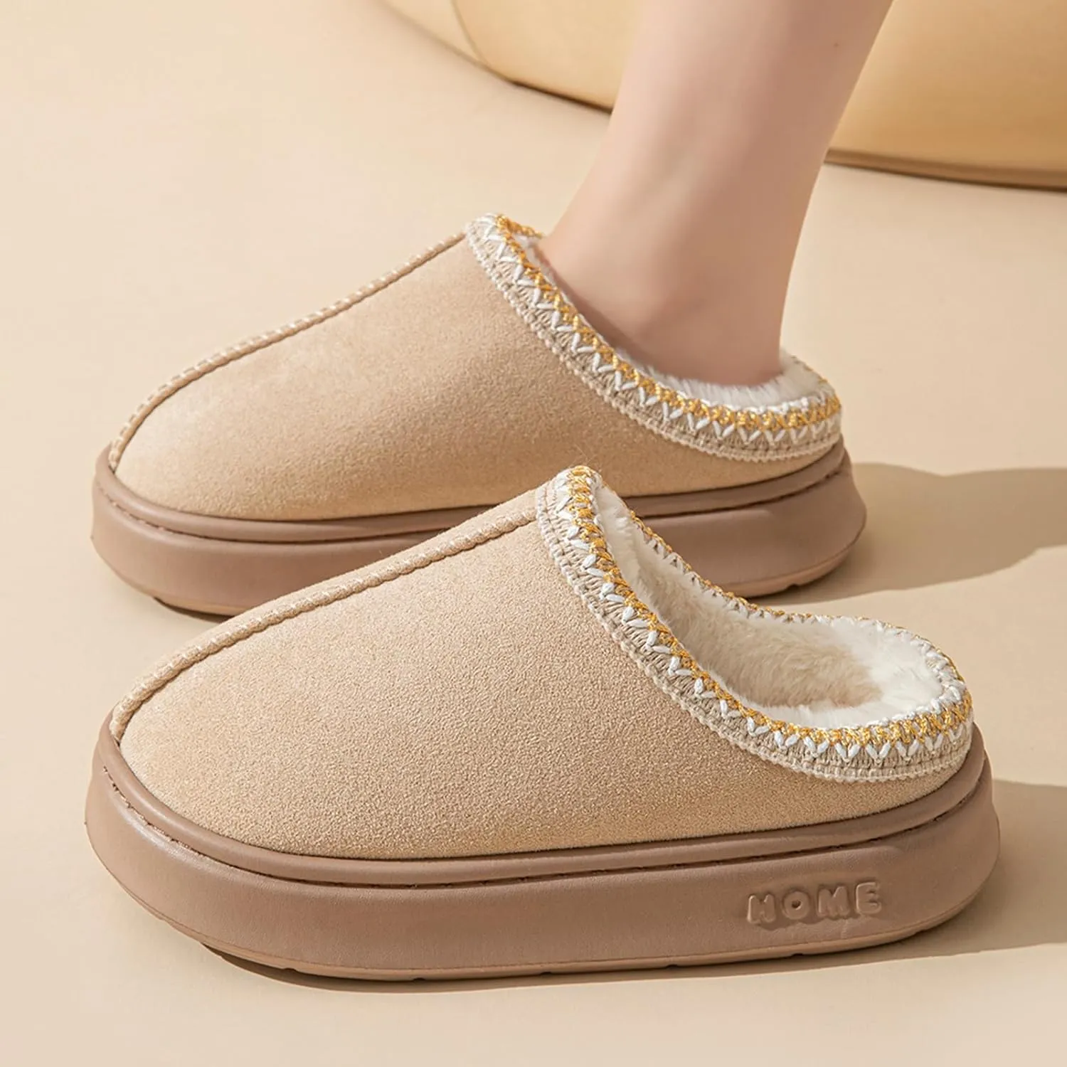 Women's Slippers Fluffy Winter House Shoes Platform Mini Boots Lined Short Ankle Boots Indoor Outdoor