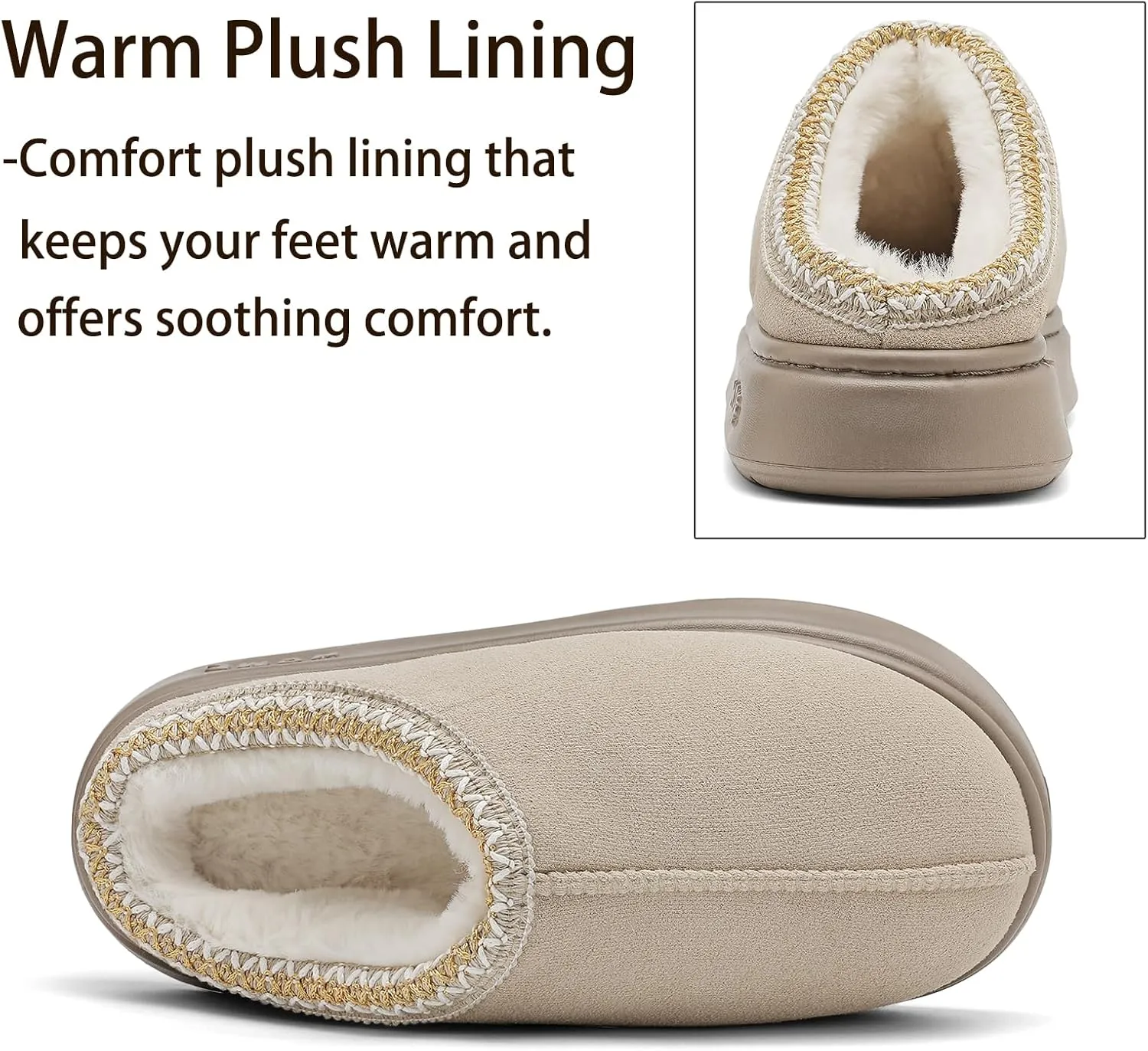 Women's Slippers Fluffy Winter House Shoes Platform Mini Boots Lined Short Ankle Boots Indoor Outdoor