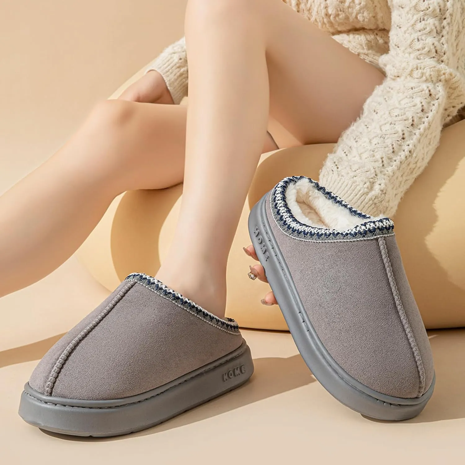 Women's Slippers Fluffy Winter House Shoes Platform Mini Boots Lined Short Ankle Boots Indoor Outdoor