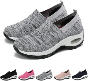 Womens Sneakers-Air Go-Walk Air Cushion Trainers, 2023 New Women's Orthopedic Platform Arch Sneakers, Breathable Mesh Air Cushion Non-Slip Walking Shoes, Best Arch Support Shoes for Women