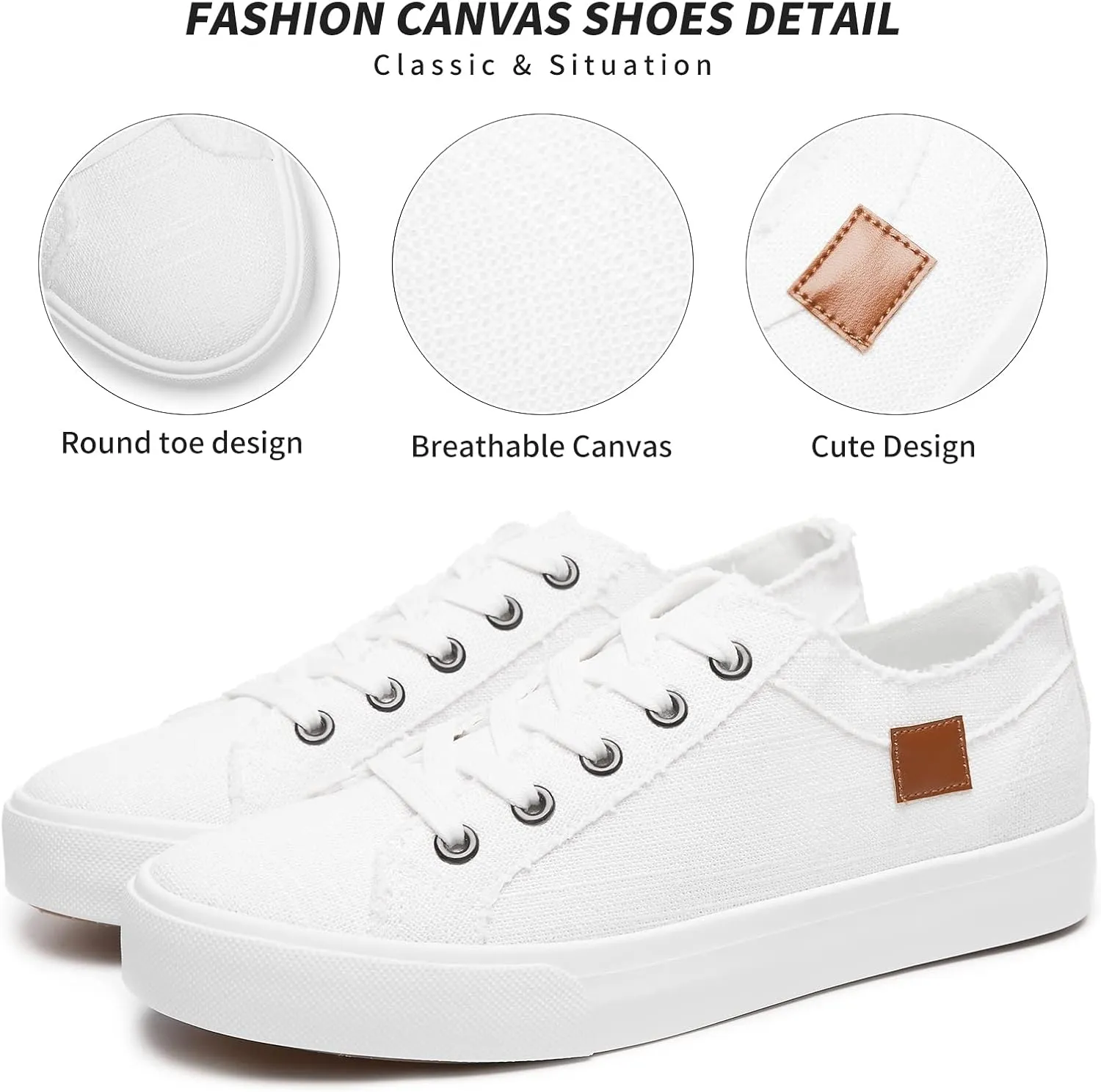Women's Sneakers Canvas Shoes for Women Lace up Fashion Canvas Sneakers Classic Low Top Casual Shoes