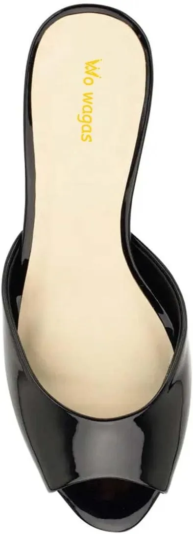 Women’s Strappy Mules Slip On Slippers Metal Kitten Mid Heels Open Peep Toe Dress Shoes Indoor Shopping Size 4-16 US