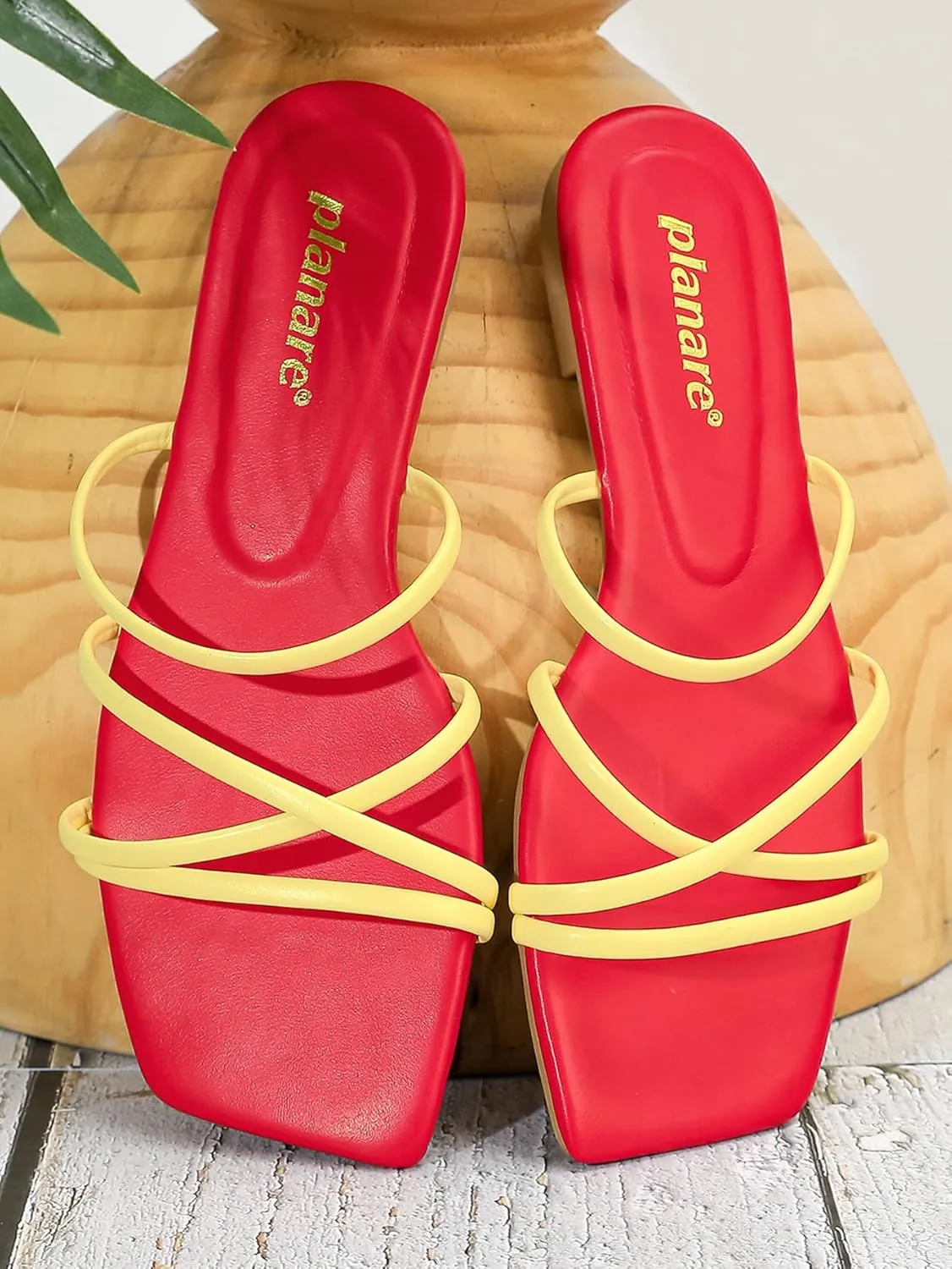 Women's Strappy Sandals – Open-Toe Square-Toe Slides – Fashionable Low-Heel Party Shoes