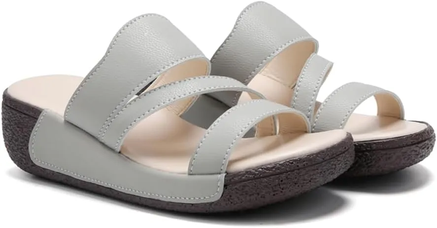 Women's Summer Fashion Platform Sandals - Slip on Outdoor Slides Slippers Shoes - Casual Wedge Sandals for Women