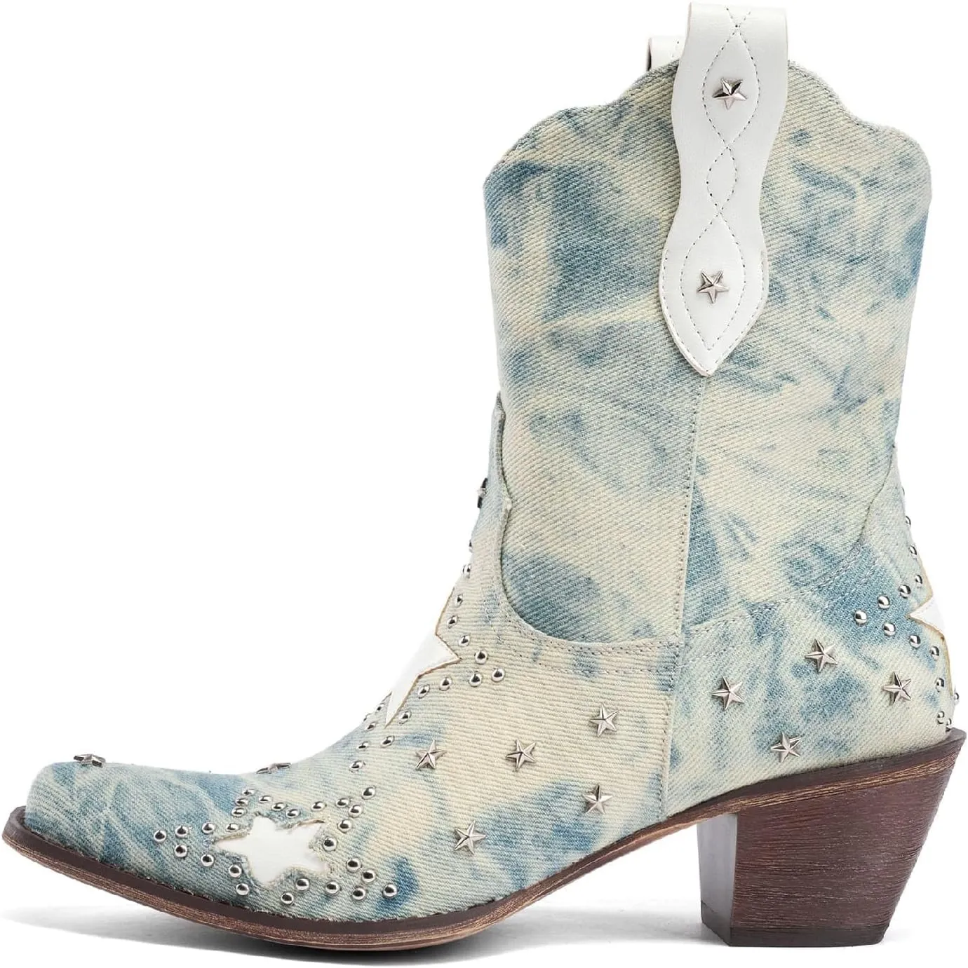 Women's Western Knee-high Boot Cowboy Boots for Women Cowgirl Mid Calf Boots Floral Embroidery Pointed Toe Chunky Heel 2.5" Ladies Western Boot