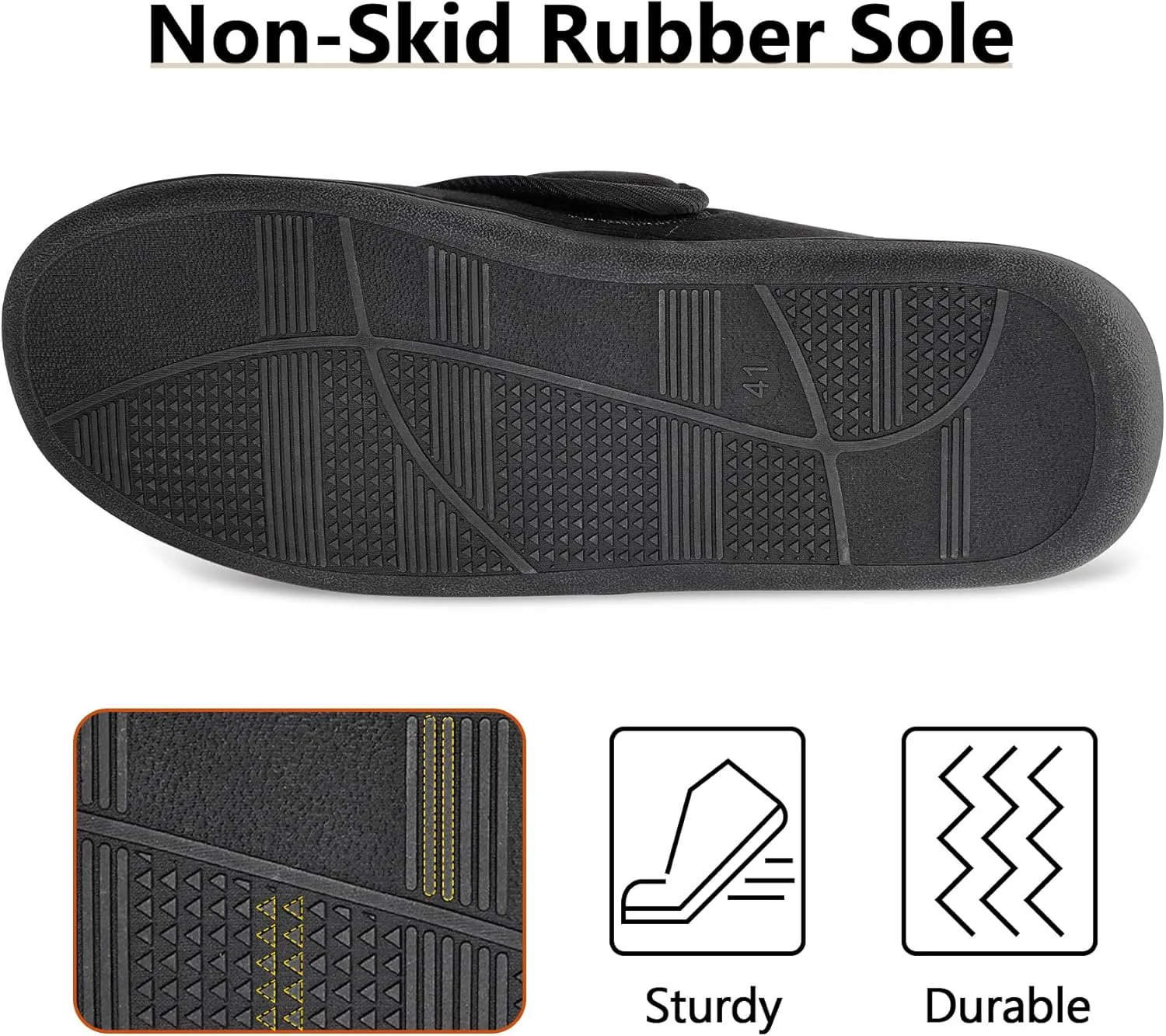 Women's Wide Diabetic Slippers Adjustable Hook and Loop Memory Foam Arthritis Edema Swollen Feet House Shoes Comfortable Breathable Indoor/Outdoor Slip On Slippers