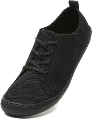Women's Wide Toe Minimalist Barefoot Walking Shoes Comfort Low Top Knit Lace-up Sneakers Casual Outdoor Tennis Shoes