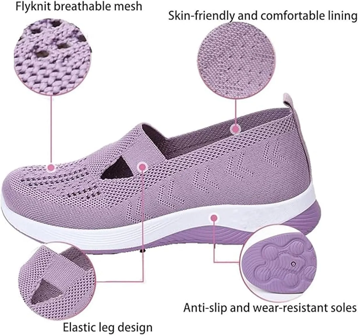 Womens Woven Orthopedic Walking Shoes, Women's Comfortable Mesh Breathable Soft Slip-on Arch Support Sports Sneakers