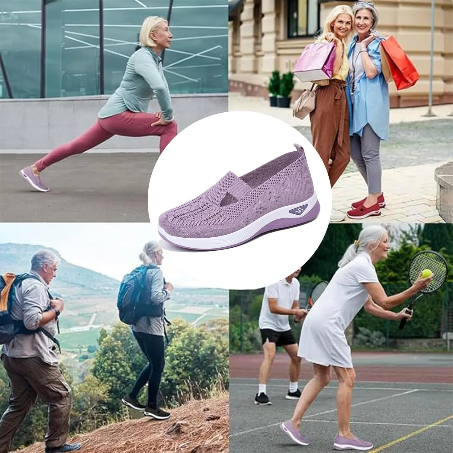 Womens Woven Orthopedic Walking Shoes, Women's Comfortable Mesh Breathable Soft Slip-on Arch Support Sports Sneakers