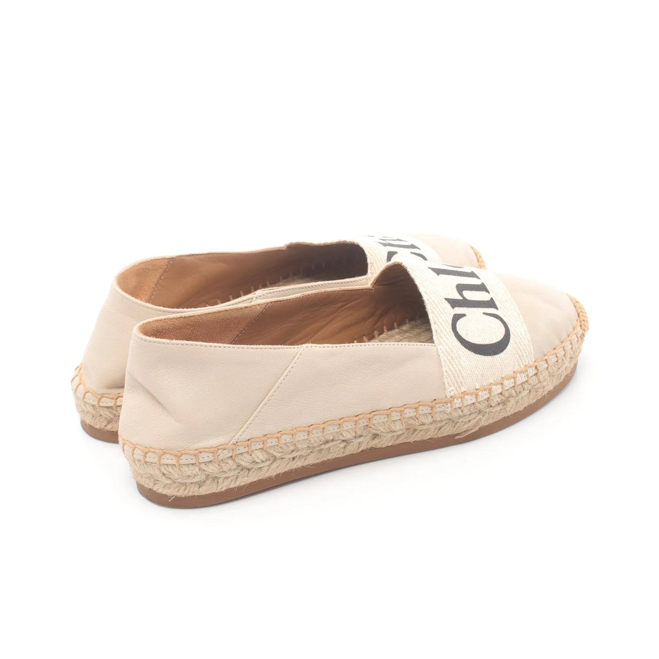WOODY Flat shoes Leather Canvas Light beige Espadrilles