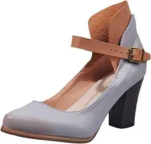 Work Shoes Shoes Single Women Shoes Leisure Toe Pointed Color Strap Heels Solid Buckle High Women's Pumps Metallic Heels
