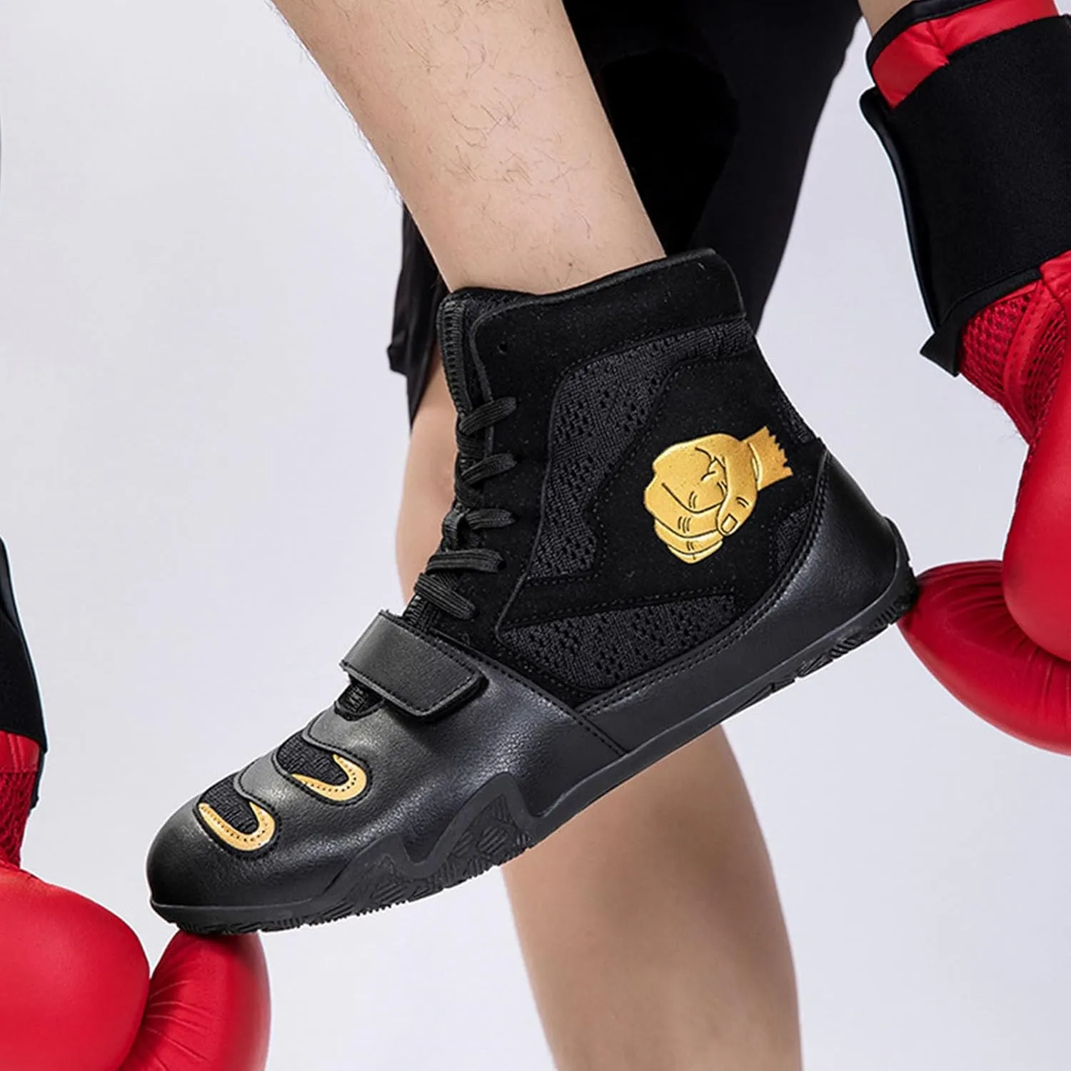 Wrestling Shoes Mens Women Competition Training Boxing Shoes Lightweight Breathable High Top Fitness Sneakers for Weightlifting Powerlifting