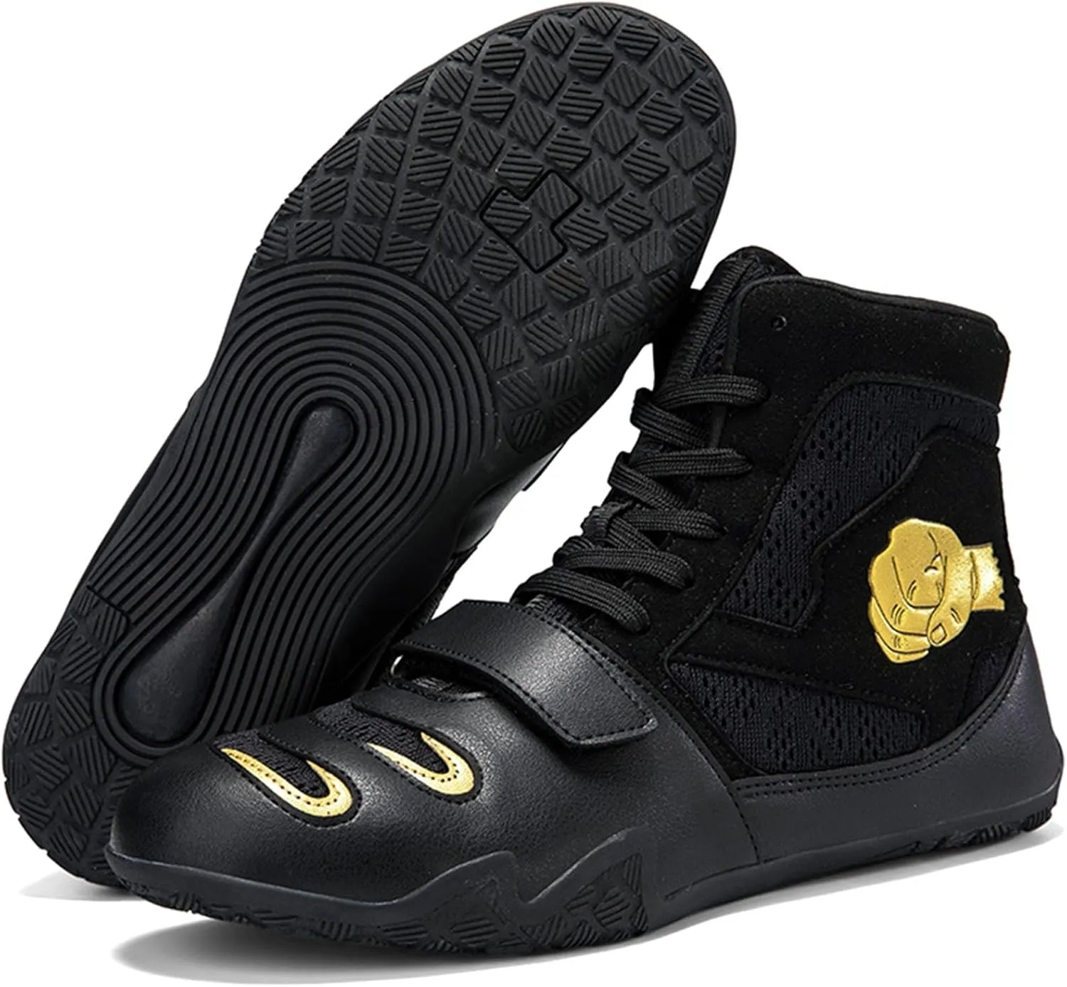 Wrestling Shoes Mens Women Competition Training Boxing Shoes Lightweight Breathable High Top Fitness Sneakers for Weightlifting Powerlifting